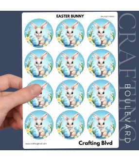 Sweet Easter Bunny & Blue Eggs Stickers