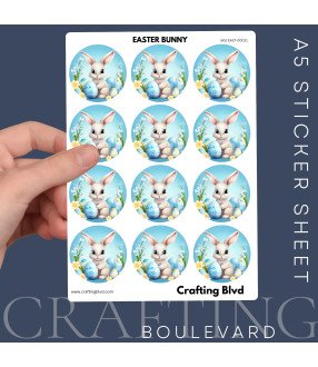 Sweet Easter Bunny & Blue Eggs Stickers