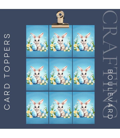 Sweet Easter Bunny & Blue Eggs Card Toppers Sweet Easter Bunny & Blue Eggs Card Toppers