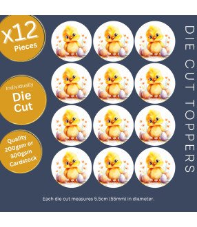Cute Easter Chick & Pastel Eggs Stickers, Die Cut or Card Toppers