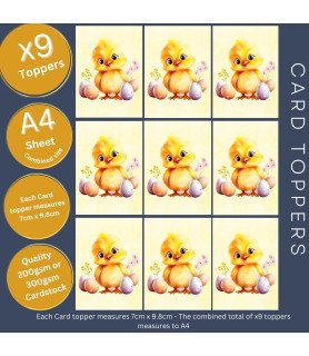 Cute Easter Chick & Pastel Eggs Card Toppers