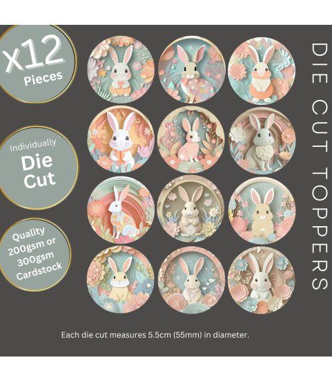 Pastel Floral Easter Bunnies Die Cut Toppers Pastel Floral Easter Bunnies Die Cut Toppers