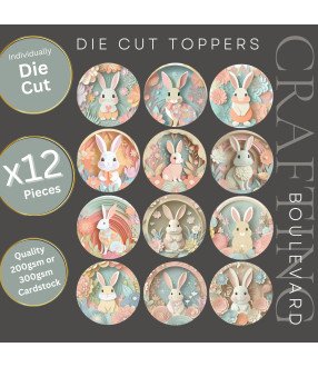 Pastel Floral Easter Bunnies Die Cut Toppers