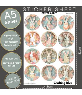 Pastel Floral Easter Bunnies Stickers