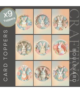 Pastel Floral Easter Bunnies Card Toppers