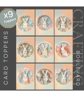Pastel Floral Easter Bunnies Card Toppers