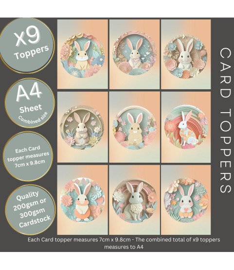 Pastel Floral Easter Bunnies Stickers, Die Cut or Card Toppers