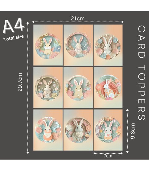 Pastel Floral Easter Bunnies Stickers, Die Cut or Card Toppers