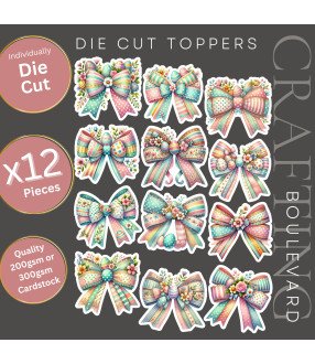 Pastel Easter Egg & Floral Bows Die Cut Toppers