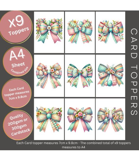 Pastel Easter Egg & Floral Bows Card Toppers