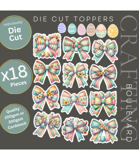 Colourful Easter Egg & Spring Bows Stickers, Die Cut or Card Toppers