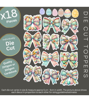 Colourful Easter Egg & Spring Bows Die Cut Toppers