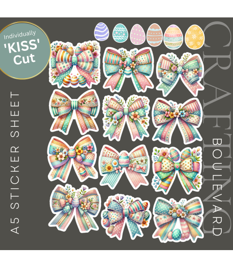 Colourful Easter Egg & Spring Bows Stickers