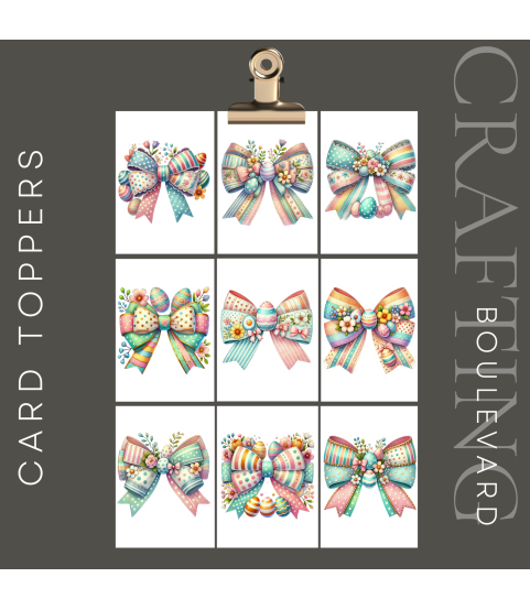 Colourful Easter Egg & Spring Bows Stickers, Die Cut or Card Toppers
