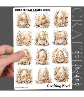 Elegant Golden Floral Easter Eggs Stickers
