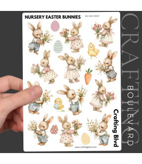 Vintage Floral Easter Bunnies Stickers