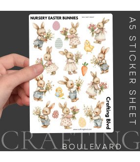 Vintage Floral Easter Bunnies Stickers