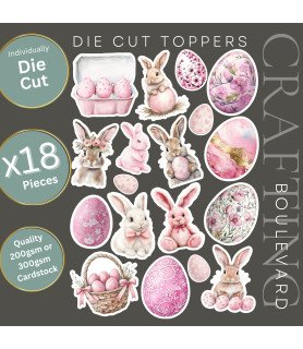 Pastel Pink Easter Stickers, Die Cut or Card Toppers