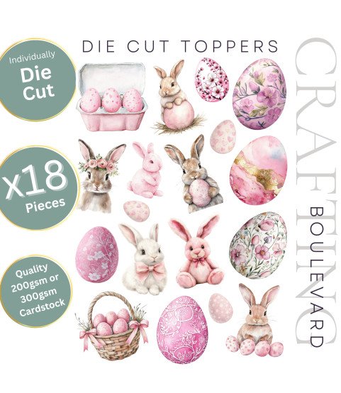 Pastel Pink Easter Stickers, Die Cut or Card Toppers