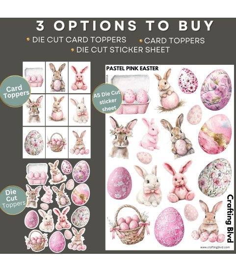 Pastel Pink Easter Stickers, Die Cut or Card Toppers