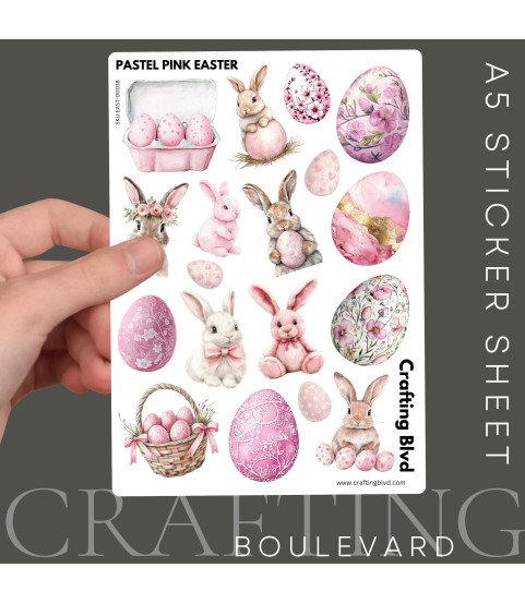 Pastel Pink Easter Stickers, Die Cut or Card Toppers