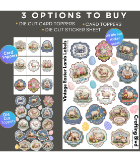 Vintage Easter Labels Stickers, Die Cut or Card Toppers