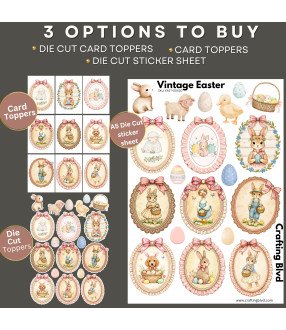 Vintage Easter Stickers, Die Cut or Card Toppers