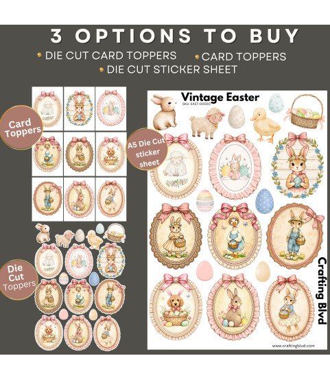 Vintage Easter Stickers, Die Cut or Card Toppers
