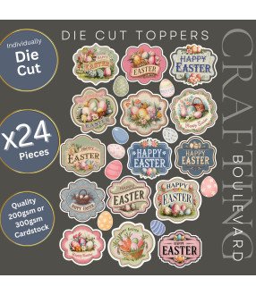 Vintage Happy Easter Labels Stickers, Die Cut or Card Toppers