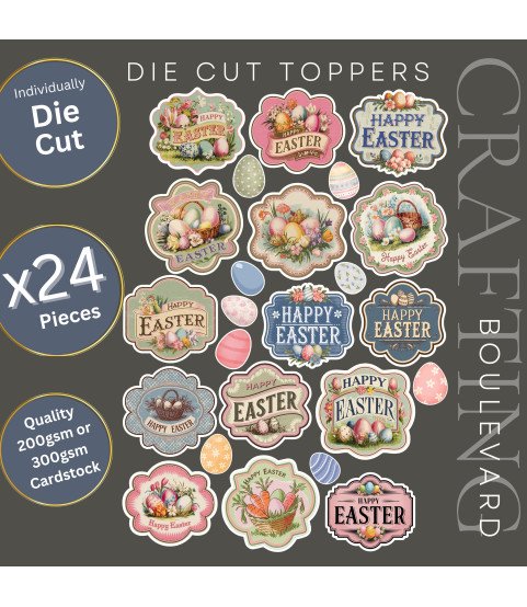 Vintage Happy Easter Labels Die Cut Toppers