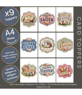 Vintage Happy Easter Labels Card Toppers