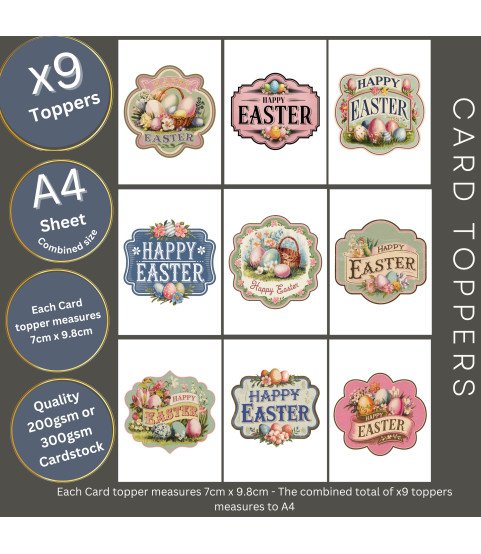 Vintage Happy Easter Labels Card Toppers