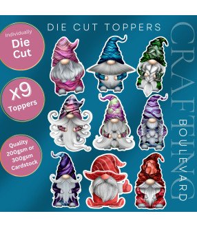 Wizard Gnome Stickers, Die Cut or Card Toppers