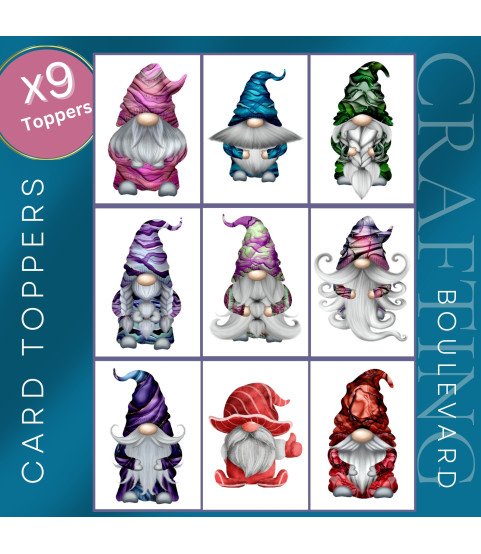 Wizard Gnome Stickers, Die Cut or Card Toppers