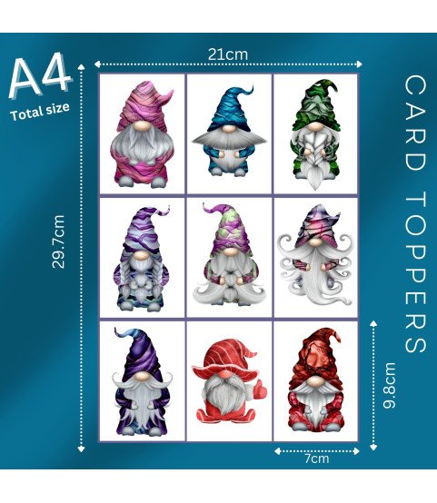 Wizard Gnome Stickers, Die Cut or Card Toppers