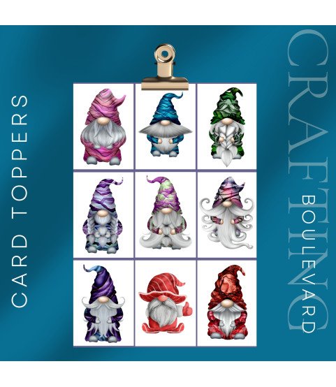 Wizard Gnome Stickers, Die Cut or Card Toppers