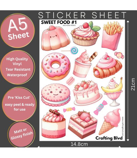 Sweet Food #1 Stickers, Die Cut or Card Toppers
