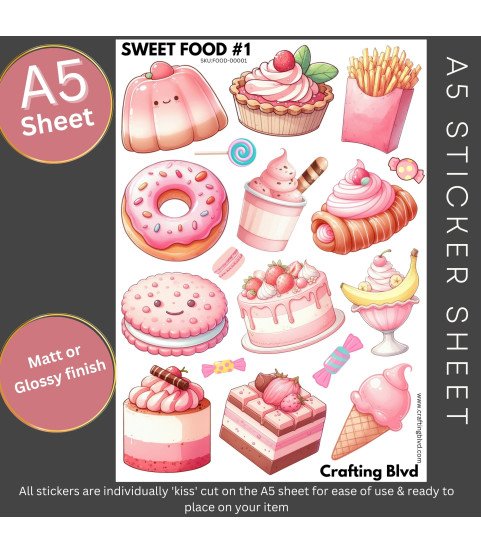 Sweet Food #1 Stickers, Die Cut or Card Toppers