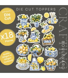 Mediterranean Lemons Stickers, Die Cut or Card Toppers