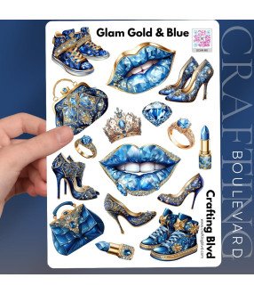 Luxe Glam Gold & Blue Stickers