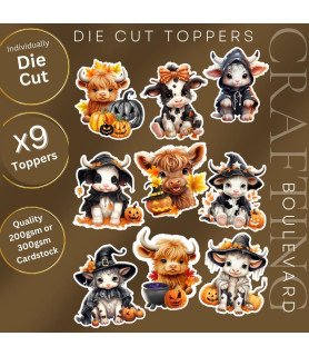 Cute Halloween Cows Die Cut Toppers