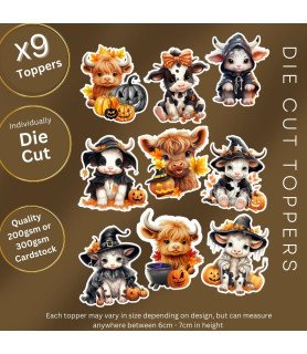 Cute Halloween Cows Die Cut Toppers