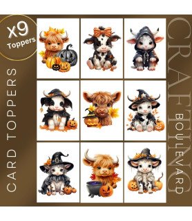 Cute Halloween Cows Card Toppers