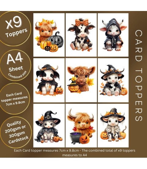 Cute Halloween Cows Card Toppers