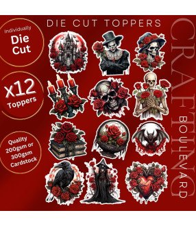 Gothic Halloween #2 Stickers, Die Cut or Card Toppers