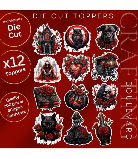 Gothic Halloween #1 Stickers, Die Cut or Card Toppers Gothic Halloween #1 Stickers, Die Cut or Card Toppers