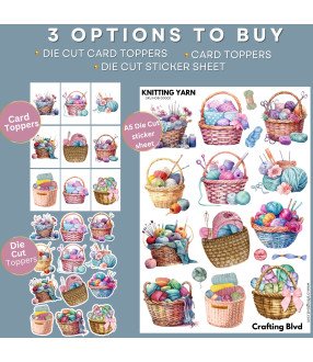 Knitting Yarn Stickers, Die Cut or Card Toppers