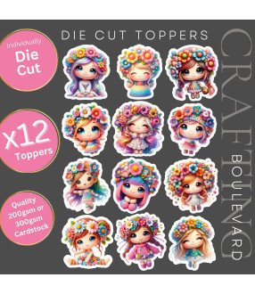 Cute Crochet Girls #1 Stickers, Die Cut or Card Toppers