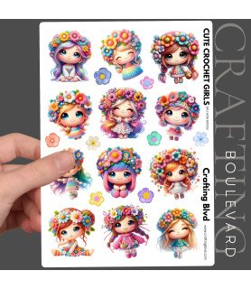 Cute Crochet Girls #1 Stickers