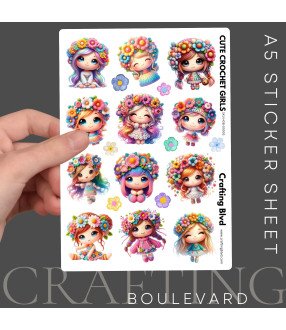 Cute Crochet Girls #1 Stickers